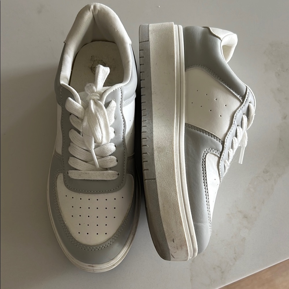 Gray and White Sneakers